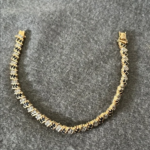 Gold Over Sterling Sapphire Bracelet-7.25” - Picture 2 of 12